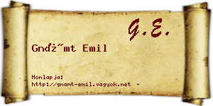 Gnámt Emil névjegykártya